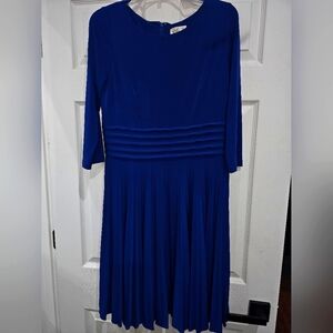 Eliza J Pleated Long Sleeve Blue  Dress Women's Size 12 LBD